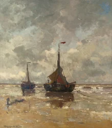 Zwei Bomschuiten am Strand